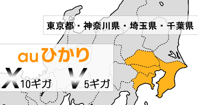 auひかりの10G/5Gの提供エリア