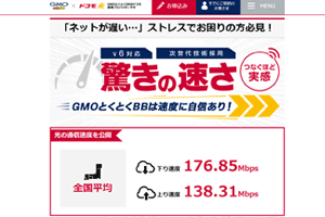 GMOとくとくBBの通信速度