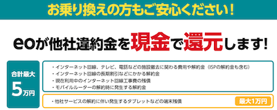 他社違約金を現金で還元