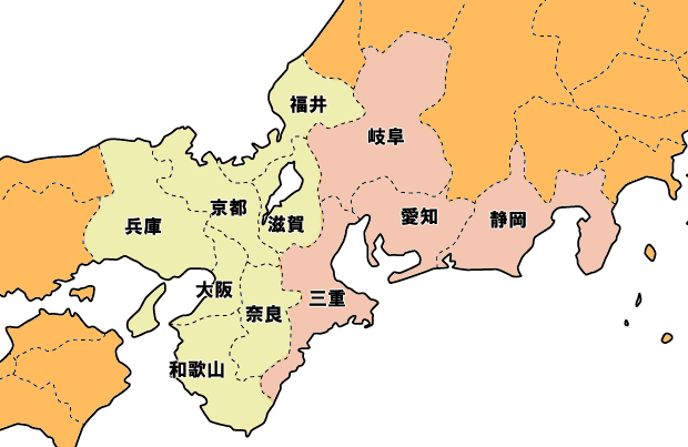 auひかりエリア外の地域の地図