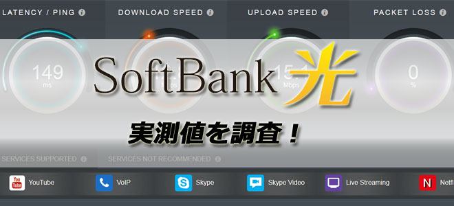 ソフトバンク光の速度を調査