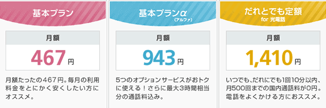 ソフトバンク光電話の月額料金 ソフトバンク光電話の月額料金