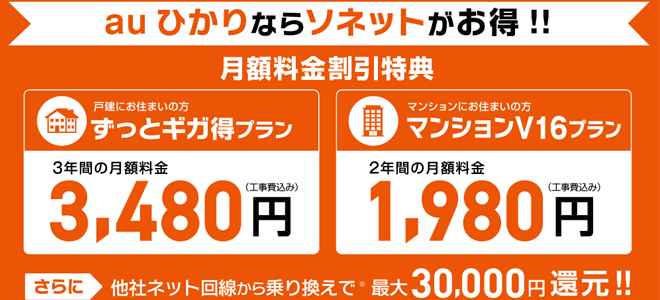 auひかりの申し込みならSo-netがおすすめ